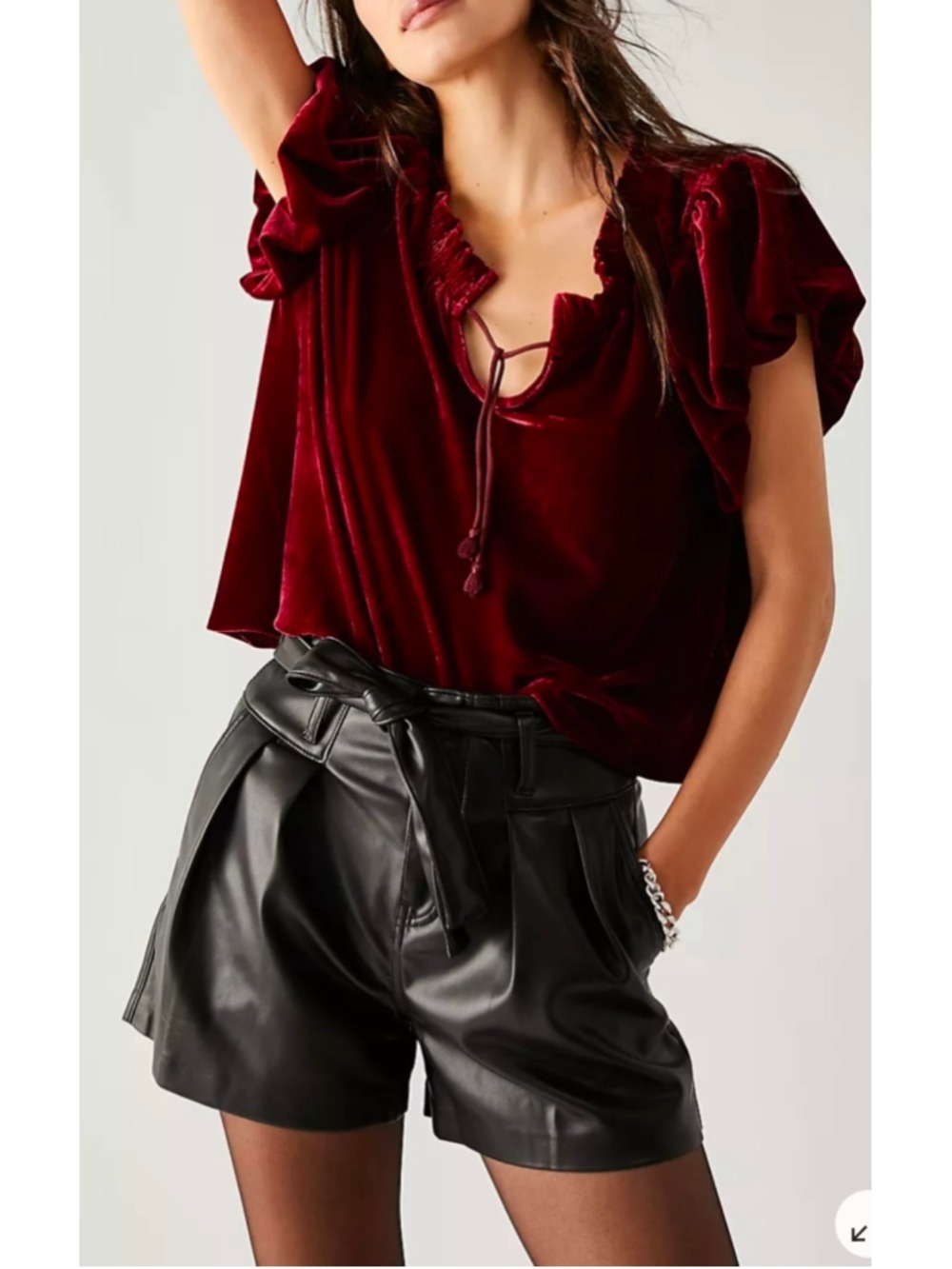 Free People Teresa Velvet Top Size M